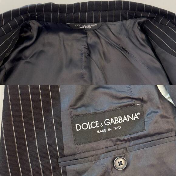 Dolce and Gabbana Virgin Wool Suit Black Striped Single Breasted Mens IT 52 Auth - Picture 8 of 16